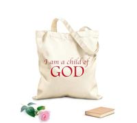 AILOONG Bolsos de hombro de lona de algodón SOY UN HIJO DE DIOS Tela de 340g/m² de grosor Combina con la ropa