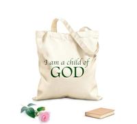 AILOONG Bolsos de hombro de lona de algodón SOY UN HIJO DE DIOS Tela de 340g/m² de grosor Combina con la ropa