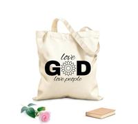 AILOONG Bolsos de lona de algodón para mujer Amar a Dios y amar a la gente Tela de 12 oz de grosor Material agradable para la piel 25x30cm Pequeño