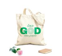 AILOONG Bolsos de lona de algodón para mujer Amar a Dios y amar a la gente Tela de 340g/m² de grosor Material agradable para la piel