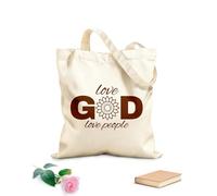 AILOONG Bolsos de lona de algodón para mujer Amar a Dios y amar a la gente Tela de 340g/m² de grosor Material agradable para la piel