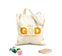 AILOONG Bolsos de lona de algodón para mujer Amar a Dios y amar a la gente Tela de 340g/m² de grosor Material agradable para la piel
