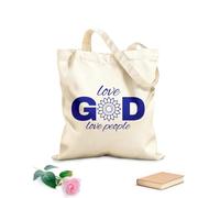 AILOONG Bolsos de lona de algodón para mujer Amar a Dios y amar a la gente Tela de 340g/m² de grosor Material agradable para la piel