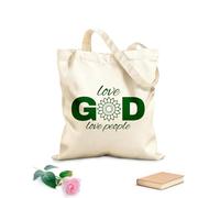 AILOONG Bolsos de lona de algodón para mujer Amar a Dios y amar a la gente Tela de 340g/m² de grosor Material agradable para la piel