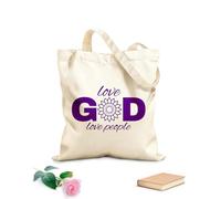 AILOONG Bolsos de lona de algodón para mujer Amar a Dios y amar a la gente Tela de 340g/m² de grosor Material agradable para la piel