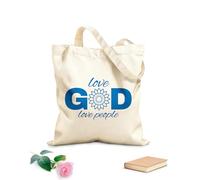 AILOONG Bolsos de lona de algodón para mujer Amar a Dios y amar a la gente Tela de 340g/m² de grosor Material agradable para la piel