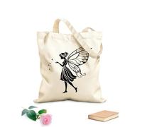 AILOONG Bolsos de lona de algodón para mujer arte de silueta de hada mística Tela de 12 oz de grosor Material agradable para la piel 35x40cm Grande