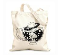 AILOONG Bolsos de lona de algodón para mujer Astrología surrealista de planetas y hongos Tela de 12 oz de grosor Material agradable para la piel 31x36cm Mediano