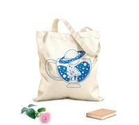 AILOONG Bolsos de lona de algodón para mujer Astrología surrealista de planetas y hongos Tela de 340g/m² de grosor Material agradable para la piel