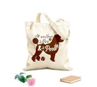 AILOONG Bolsos de lona de algodón para mujer Cita de mamá de mascota: Todo lo que necesitas es amor y un caniche. Tela de 340g/m² de grosor Material agradable para la piel