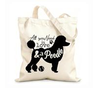 AILOONG Bolsos de lona de algodón para mujer Cita de mamá de mascota: Todo lo que necesitas es amor y un caniche. Tela de 12 oz de grosor Material agradable para la piel 31x36cm Mediano