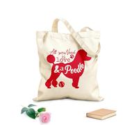 AILOONG Bolsos de lona de algodón para mujer Cita de mamá de mascota: Todo lo que necesitas es amor y un caniche. Tela de 340g/m² de grosor Material agradable para la piel