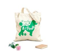 AILOONG Bolsos de lona de algodón para mujer Cita de mamá de mascota: Todo lo que necesitas es amor y un caniche. Tela de 340g/m² de grosor Material agradable para la piel