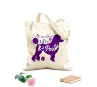 AILOONG Bolsos de lona de algodón para mujer Cita de mamá de mascota: Todo lo que necesitas es amor y un caniche. Tela de 340g/m² de grosor Material agradable para la piel
