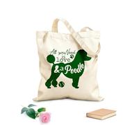 AILOONG Bolsos de lona de algodón para mujer Cita de mamá de mascota: Todo lo que necesitas es amor y un caniche. Tela de 340g/m² de grosor Material agradable para la piel