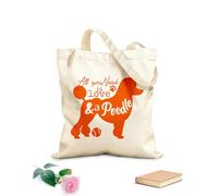AILOONG Bolsos de lona de algodón para mujer Cita de mamá de mascota: Todo lo que necesitas es amor y un caniche. Tela de 340g/m² de grosor Material agradable para la piel
