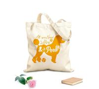 AILOONG Bolsos de lona de algodón para mujer Cita de mamá de mascota: Todo lo que necesitas es amor y un caniche. Tela de 340g/m² de grosor Material agradable para la piel