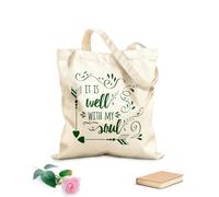 AILOONG Bolsos de lona de algodón para mujer Citas inspiradoras positivas mi alma está bien Tela de 340g/m² de grosor Material agradable para la piel