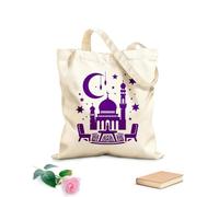 AILOONG Bolsos de lona de algodón para mujer Concepto de Ramadán Mubarak con silueta de hombre rezando Tela de 340g/m² de grosor Material agradable para la piel