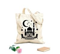 AILOONG Bolsos de lona de algodón para mujer Concepto de Ramadán Mubarak con silueta de hombre rezando Tela de 12 oz de grosor Material agradable para la piel 35x40cm Grande
