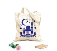 AILOONG Bolsos de lona de algodón para mujer Concepto de Ramadán Mubarak con silueta de hombre rezando Tela de 340g/m² de grosor Material agradable para la piel