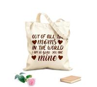 AILOONG Bolsos de lona de algodón para mujer De todas las mamás del mundo, estoy tan feliz de que seas la mía. Día de la Madre. Tela de 340g/m² de grosor Material agradable para la piel