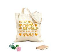 AILOONG Bolsos de lona de algodón para mujer De todas las mamás del mundo, estoy tan feliz de que seas la mía. Día de la Madre. Tela de 340g/m² de grosor Material agradable para la piel