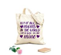 AILOONG Bolsos de lona de algodón para mujer De todas las mamás del mundo, estoy tan feliz de que seas la mía. Día de la Madre. Tela de 340g/m² de grosor Material agradable para la piel
