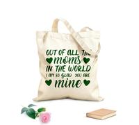 AILOONG Bolsos de lona de algodón para mujer De todas las mamás del mundo, estoy tan feliz de que seas la mía. Día de la Madre. Tela de 340g/m² de grosor Material agradable para la piel