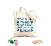 AILOONG Bolsos de lona de algodón para mujer De todas las mamás del mundo, estoy tan feliz de que seas la mía. Día de la Madre. Tela de 340g/m² de grosor Material agradable para la piel