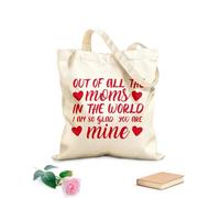 AILOONG Bolsos de lona de algodón para mujer De todas las mamás del mundo, estoy tan feliz de que seas la mía. Día de la Madre. Tela de 340g/m² de grosor Material agradable para la piel