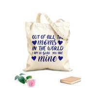 AILOONG Bolsos de lona de algodón para mujer De todas las mamás del mundo, estoy tan feliz de que seas la mía. Día de la Madre. Tela de 340g/m² de grosor Material agradable para la piel