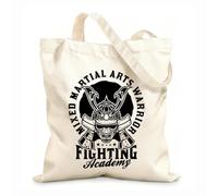 AILOONG Bolsos de lona de algodón para mujer Diseño de combate de MMA de guerrero samurái Tela de 12 oz de grosor Material agradable para la piel 25x30cm Pequeño