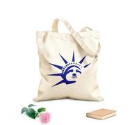 AILOONG Bolsos de lona de algodón para mujer Diseño del logotipo de la silueta de la Estatua de la Libertad Tela de 340g/m² de grosor Material agradable para la piel