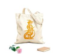 AILOONG Bolsos de lona de algodón para mujer Dragón samurái con armadura en posición de combate con espada katana Tela de 340g/m² de grosor Material agradable para la piel
