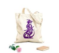 AILOONG Bolsos de lona de algodón para mujer Dragón samurái con armadura en posición de combate con espada katana Tela de 340g/m² de grosor Material agradable para la piel
