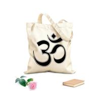 AILOONG Bolsos de lona de algodón para mujer El símbolo om se utiliza en la meditación y los rituales, así como en la espiritualidad y la filosofía. Tela de 12 oz de grosor 25x30cm