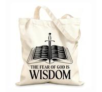 AILOONG Bolsos de lona de algodón para mujer El temor de Dios es diseño de sabiduría. Tela de 12 oz de grosor Material agradable para la piel 35x40cm Grande