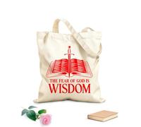 AILOONG Bolsos de lona de algodón para mujer El temor de Dios es diseño de sabiduría. Tela de 340g/m² de grosor Material agradable para la piel