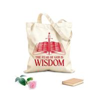 AILOONG Bolsos de lona de algodón para mujer El temor de Dios es diseño de sabiduría. Tela de 340g/m² de grosor Material agradable para la piel