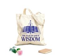 AILOONG Bolsos de lona de algodón para mujer El temor de Dios es diseño de sabiduría. Tela de 340g/m² de grosor Material agradable para la piel