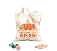 AILOONG Bolsos de lona de algodón para mujer El temor de Dios es diseño de sabiduría. Tela de 340g/m² de grosor Material agradable para la piel