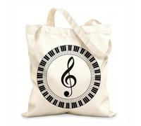 AILOONG Bolsos de lona de algodón para mujer Elemento de diseño musical, patrón de rollo de piano en varias formas, diseño gráfico de logotipo musical Tela de 12 oz de grosor 31x36cm