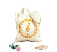 AILOONG Bolsos de lona de algodón para mujer Elemento de diseño musical, patrón de rollo de piano en varias formas, diseño gráfico de logotipo musical Tela de 340g/m² de grosor