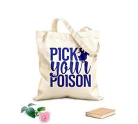 AILOONG Bolsos de lona de algodón para mujer Elige tu veneno Feliz Halloween bruja murciélago gato casa aterradora tumba calabaza esqueleto Tela de 340g/m² de grosor Material agradable para la piel