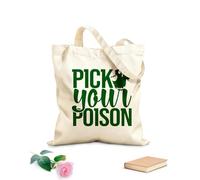 AILOONG Bolsos de lona de algodón para mujer Elige tu veneno Feliz Halloween bruja murciélago gato casa aterradora tumba calabaza esqueleto Tela de 340g/m² de grosor Material agradable para la piel