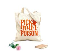 AILOONG Bolsos de lona de algodón para mujer Elige tu veneno Feliz Halloween bruja murciélago gato casa aterradora tumba calabaza esqueleto Tela de 340g/m² de grosor Material agradable para la piel