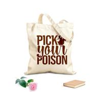 AILOONG Bolsos de lona de algodón para mujer Elige tu veneno Feliz Halloween bruja murciélago gato casa aterradora tumba calabaza esqueleto Tela de 340g/m² de grosor Material agradable para la piel