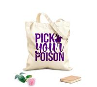 AILOONG Bolsos de lona de algodón para mujer Elige tu veneno Feliz Halloween bruja murciélago gato casa aterradora tumba calabaza esqueleto Tela de 340g/m² de grosor Material agradable para la piel