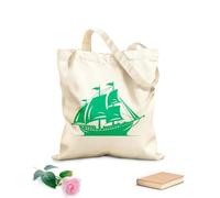 AILOONG Bolsos de lona de algodón para mujer Emblema de barco antiguo de viaje mítico, diseño de barco marinero del Viejo Mundo Tela de 340g/m² de grosor Material agradable para la piel